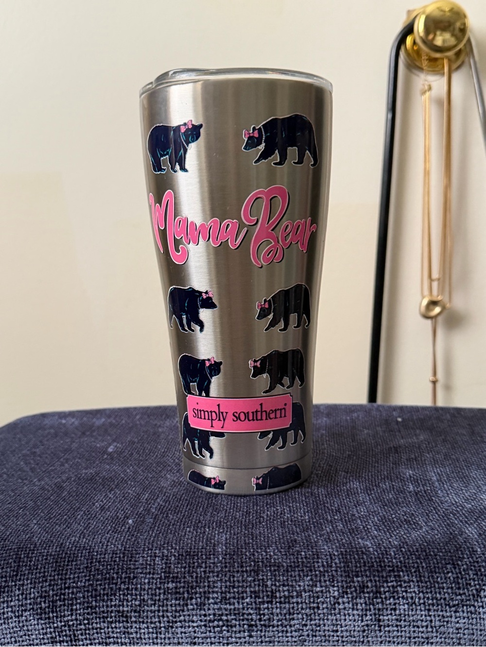 Simply Southern Stainless Steel Tumbler with Pink Accents and Black Bear Motif